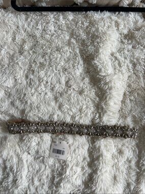 NWT | Altar'd State Crystal Floral Embellished Belt in Ivory and Gold, Size L